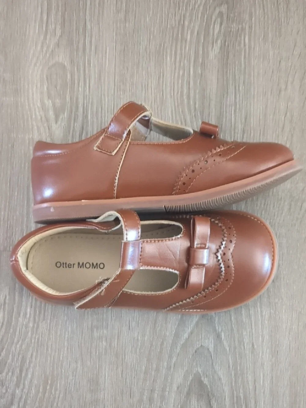 Brown T-Strap Kids Shoes